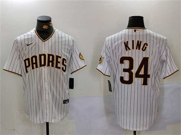 Mens San Diego Padres #34 Michael King White Cool Base Stitched Baseball Jersey->san diego padres->MLB Jersey